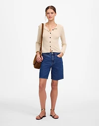Linen-Blend Crewneck Cardigan | Madewell