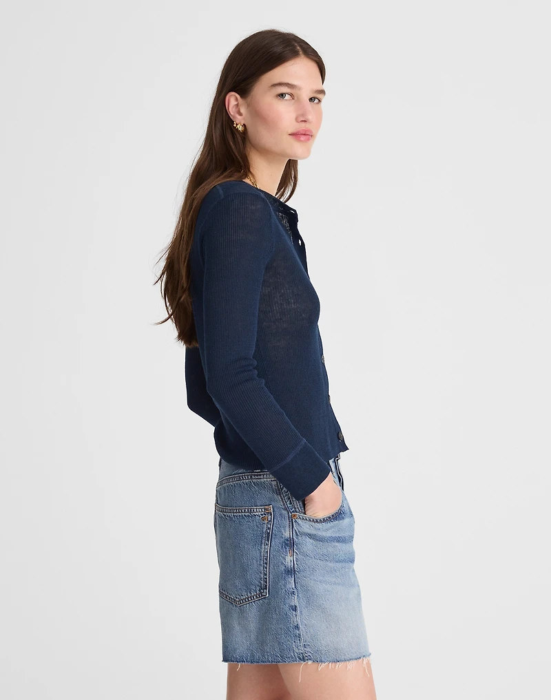 Linen-Blend Crewneck Cardigan | Madewell