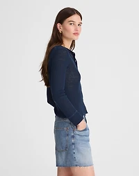 Linen-Blend Crewneck Cardigan | Madewell
