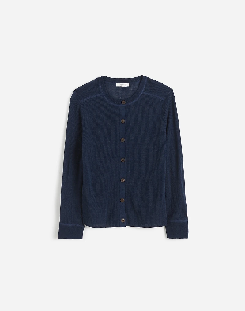 Linen-Blend Crewneck Cardigan | Madewell