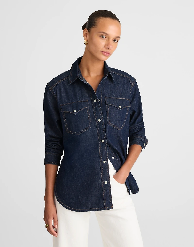 Denim Oversized Western Shirt | Madewell