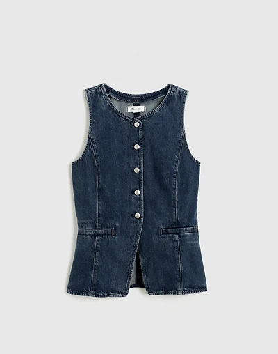Denim Crewneck Cutaway Vest in Greendale Wash | Madewell
