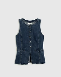 Denim Crewneck Cutaway Vest in Greendale Wash | Madewell