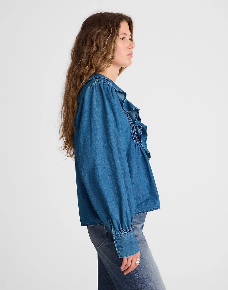 Denim Ruffled Pintuck Top | Madewell