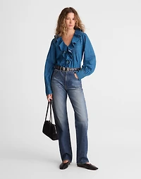 Denim Ruffled Pintuck Top | Madewell