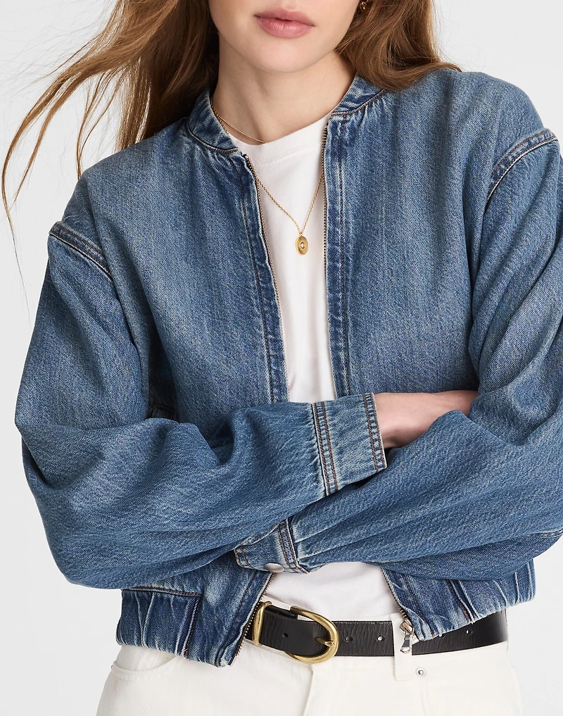 Zip-Up Bomber Jacket Airy Denim | Madewell