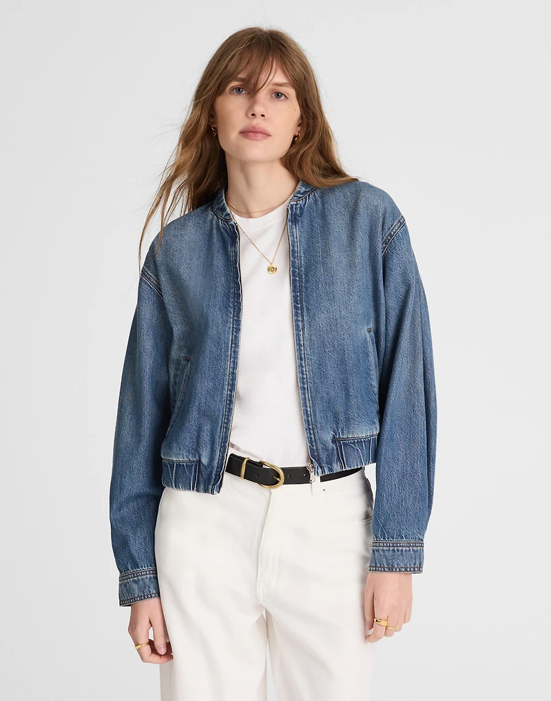 Zip-Up Bomber Jacket Airy Denim | Madewell