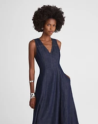 Denim V-Neck Circle Midi Dress | Madewell