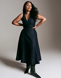 Denim V-Neck Circle Midi Dress | Madewell