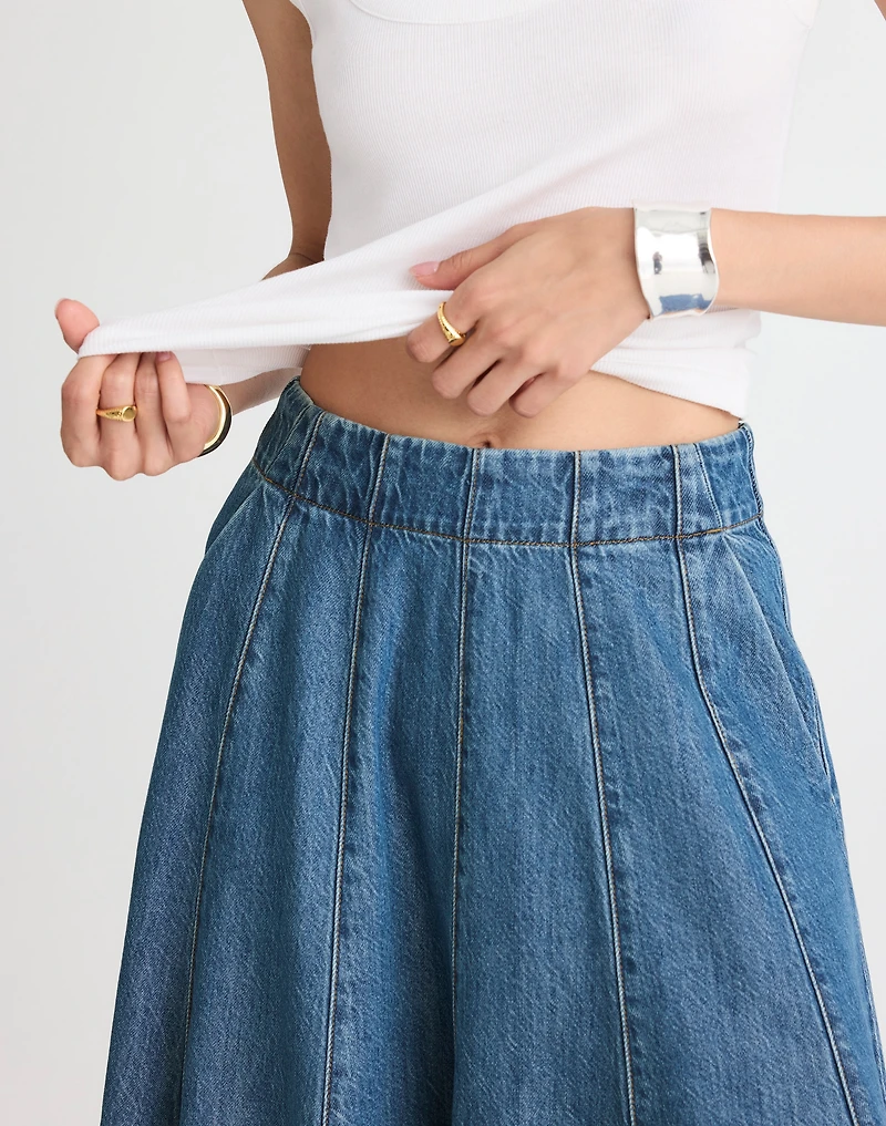 Flared Denim Midi Skirt: Airy Edition | Madewell