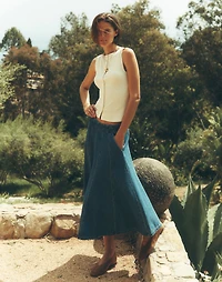 Flared Denim Midi Skirt: Airy Edition | Madewell