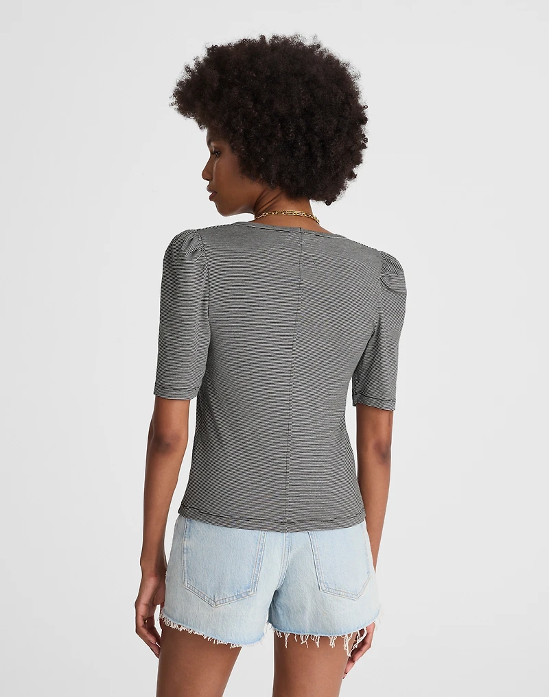 Puff-Sleeve Scoopneck Tee