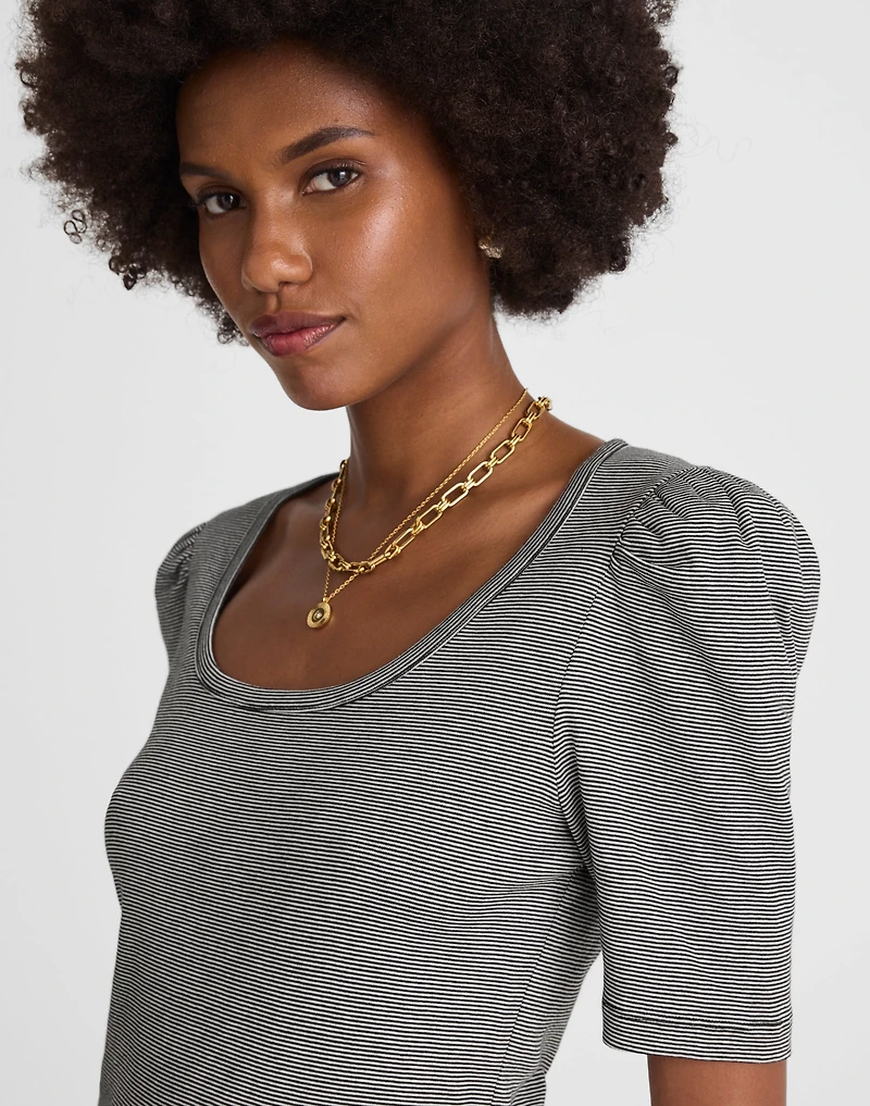 Puff-Sleeve Scoopneck Tee