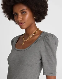 Puff-Sleeve Scoopneck Tee