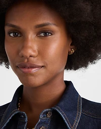 Monstera Leaf Double Huggie Hoop Earrings | Madewell
