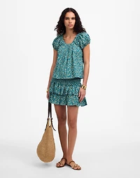 Scoopneck Puff-Sleeve Top Floral | Madewell