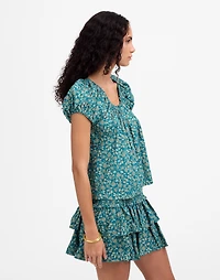 Scoopneck Puff-Sleeve Top Floral | Madewell