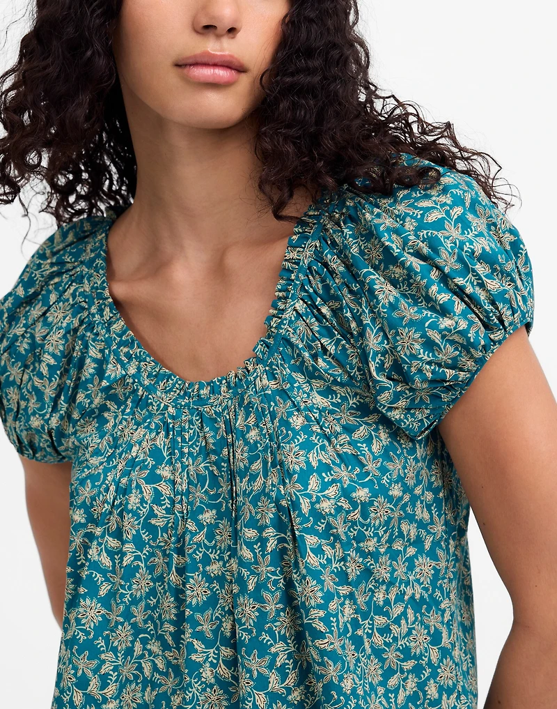 Scoopneck Puff-Sleeve Top Floral | Madewell