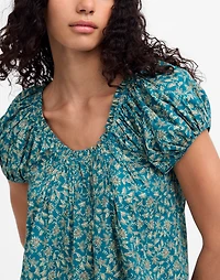 Scoopneck Puff-Sleeve Top Floral | Madewell