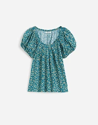 Scoopneck Puff-Sleeve Top Floral | Madewell