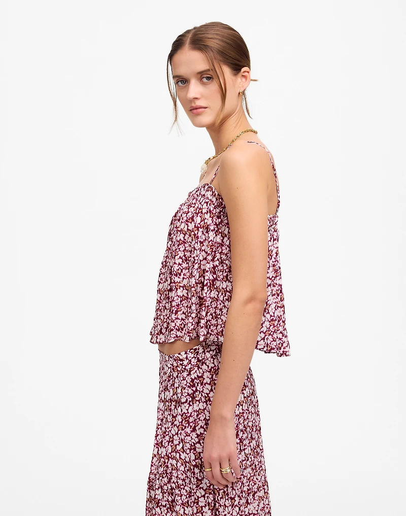 Shirred Squareneck Tank Floral | Madewell