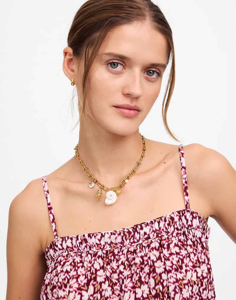 Shirred Squareneck Tank Floral | Madewell