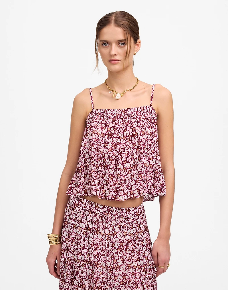 Shirred Squareneck Tank Floral | Madewell