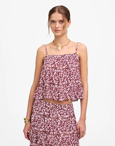 Shirred Squareneck Tank Floral | Madewell