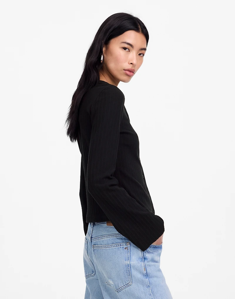 Flared-Sleeve Cardigan