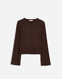Flared-Sleeve Cardigan