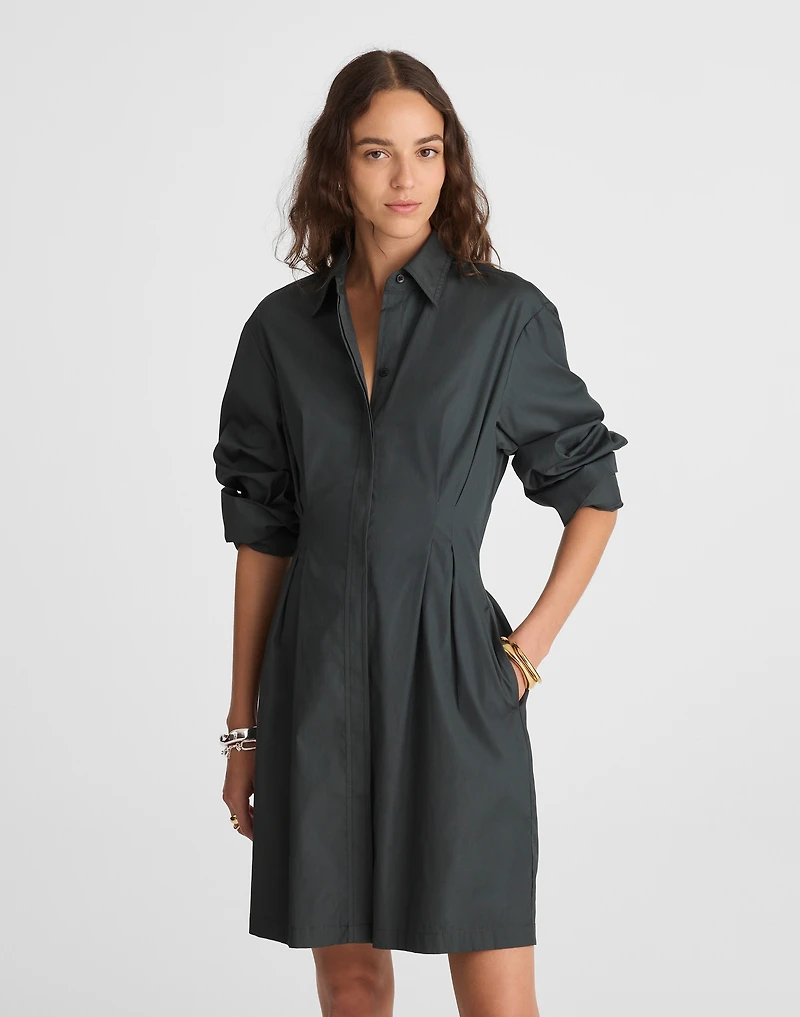 Poplin Tucked Mini Shirtdress | Madewell