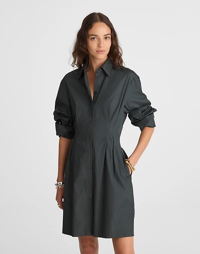 Poplin Tucked Mini Shirtdress | Madewell