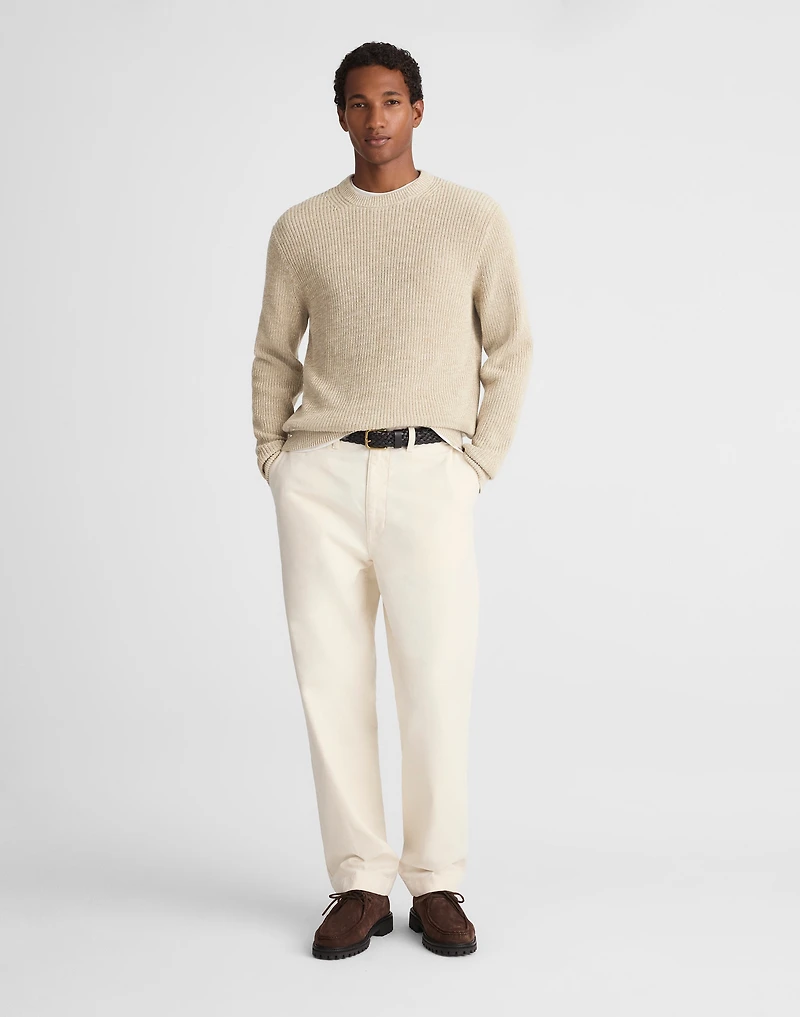 Cotton Shaker-Stitch Crewneck Sweater