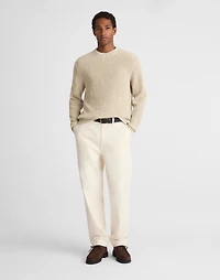 Cotton Shaker-Stitch Crewneck Sweater