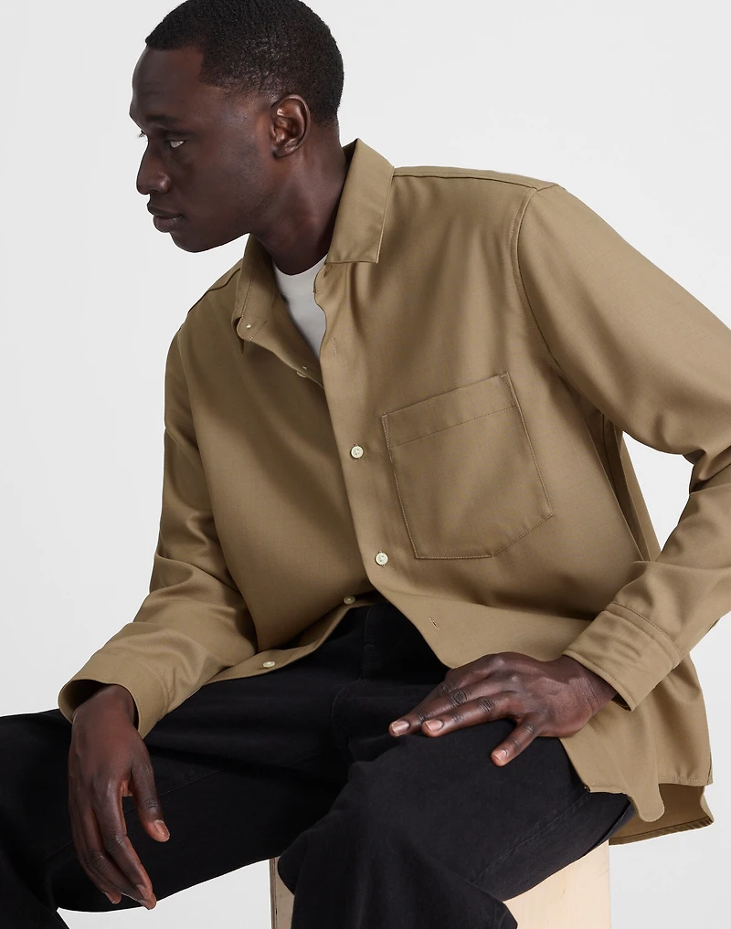 Twill Button-Up Shirt Wool Blend | Madewell