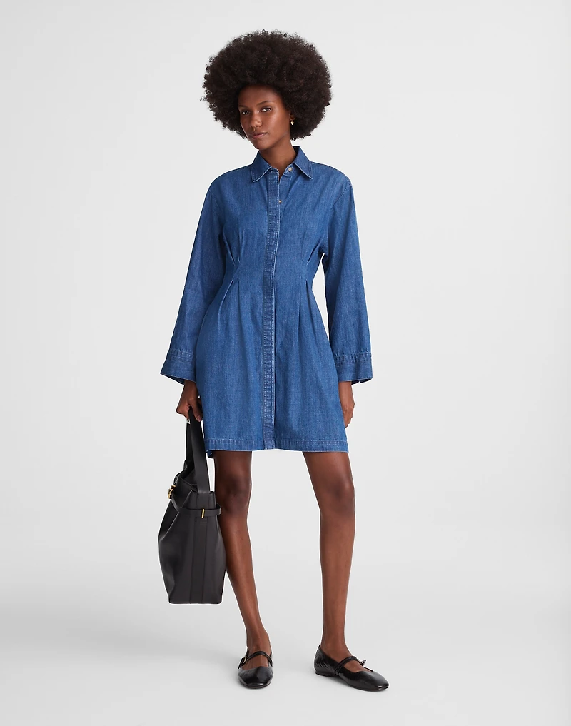 Denim Pleated Mini Shirtdress | Madewell