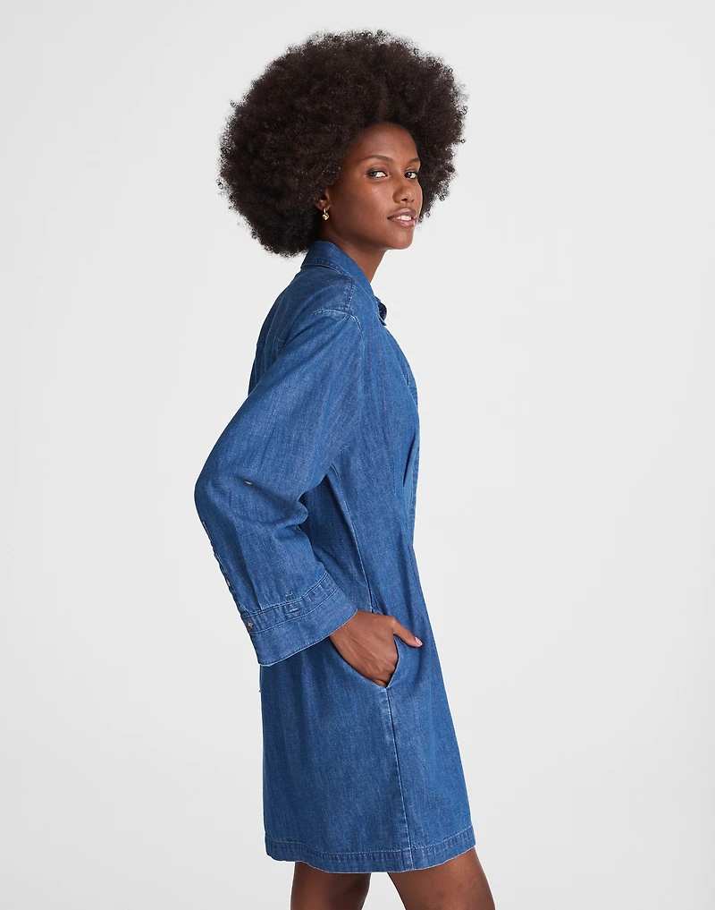 Denim Pleated Mini Shirtdress | Madewell