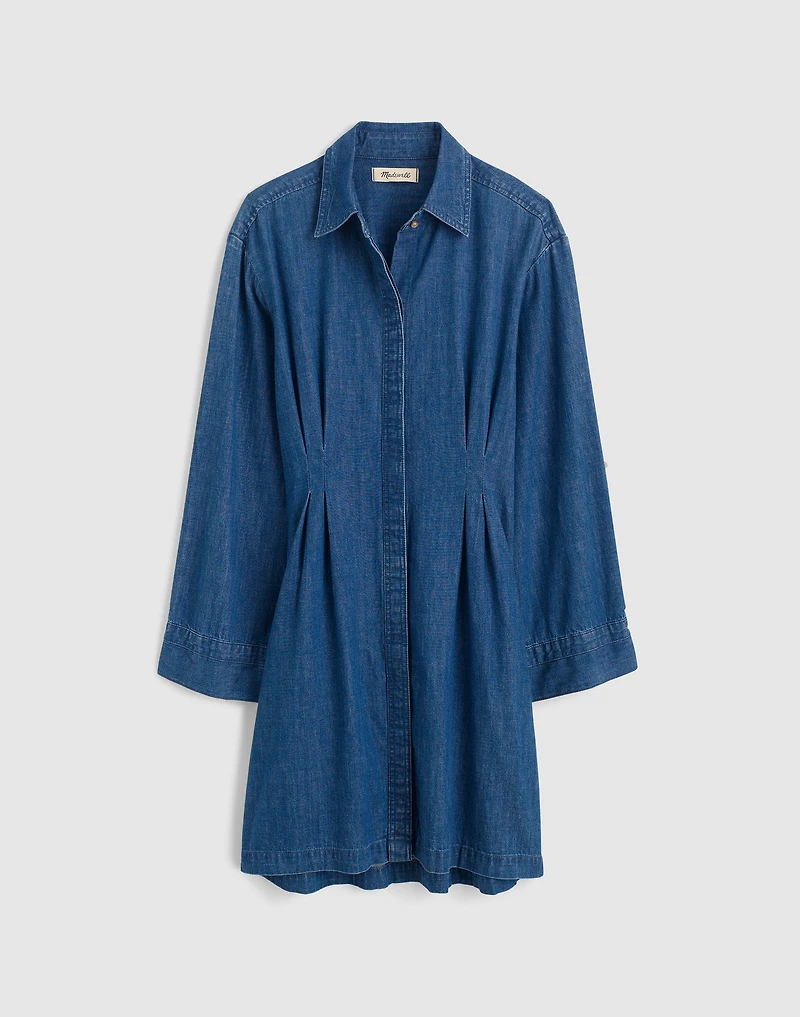 Denim Pleated Mini Shirtdress | Madewell