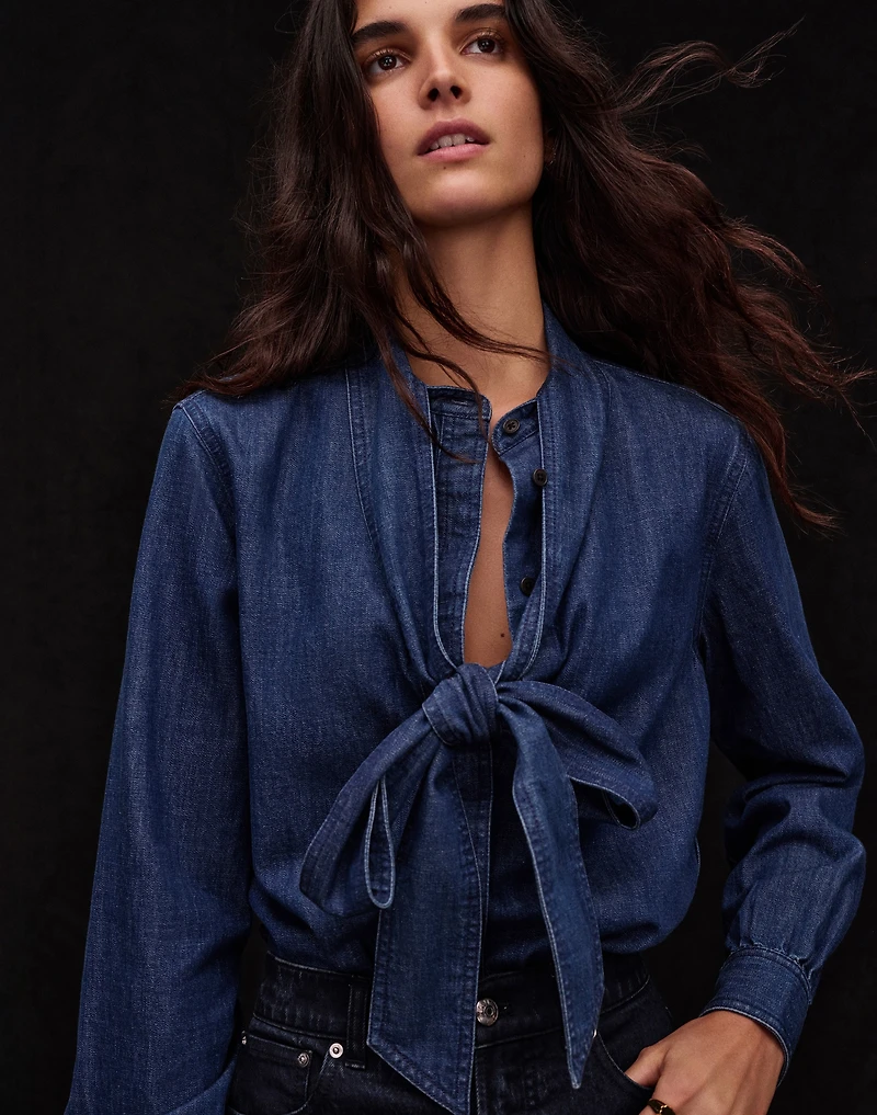 Denim Tie-Neck Shirt | Madewell