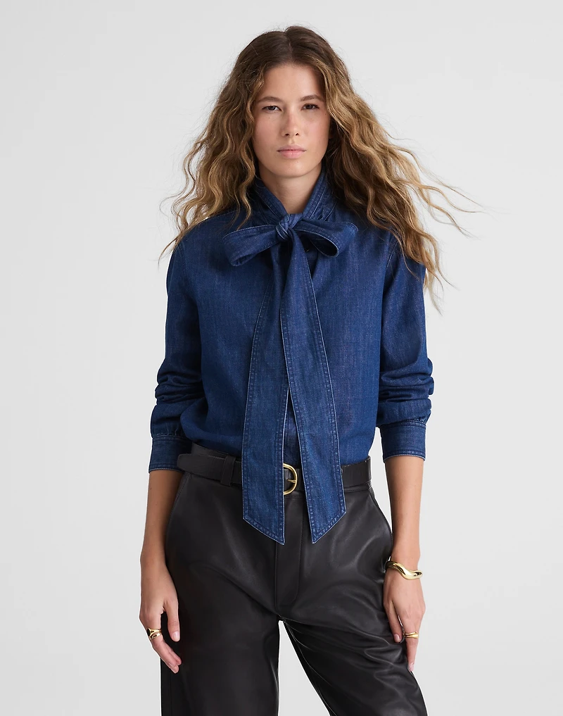 Denim Tie-Neck Shirt | Madewell