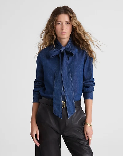 Denim Tie-Neck Shirt | Madewell