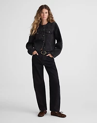 Denim Cocoon-Sleeve Cropped Jacket