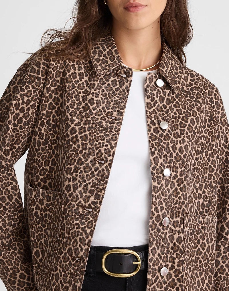 Denim Trapeze Jacket Leopard | Madewell