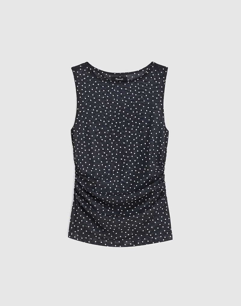 Ruched Mesh Top Polka Dot | Madewell