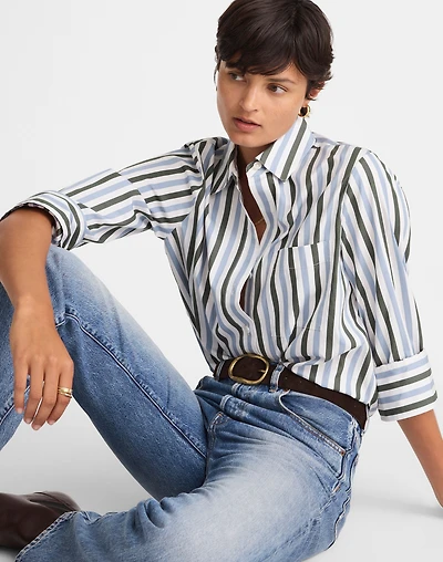 Poplin Easy Y-Neck Button-Up Shirt | Madewell