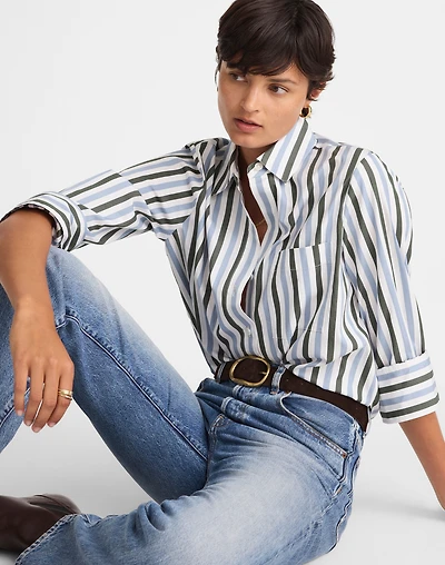 Poplin Easy Y-Neck Button-Up Shirt | Madewell
