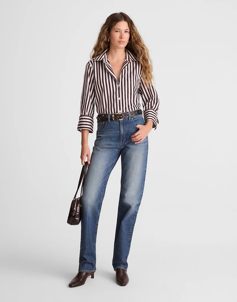 Poplin Easy Y-Neck Button-Up Shirt | Madewell