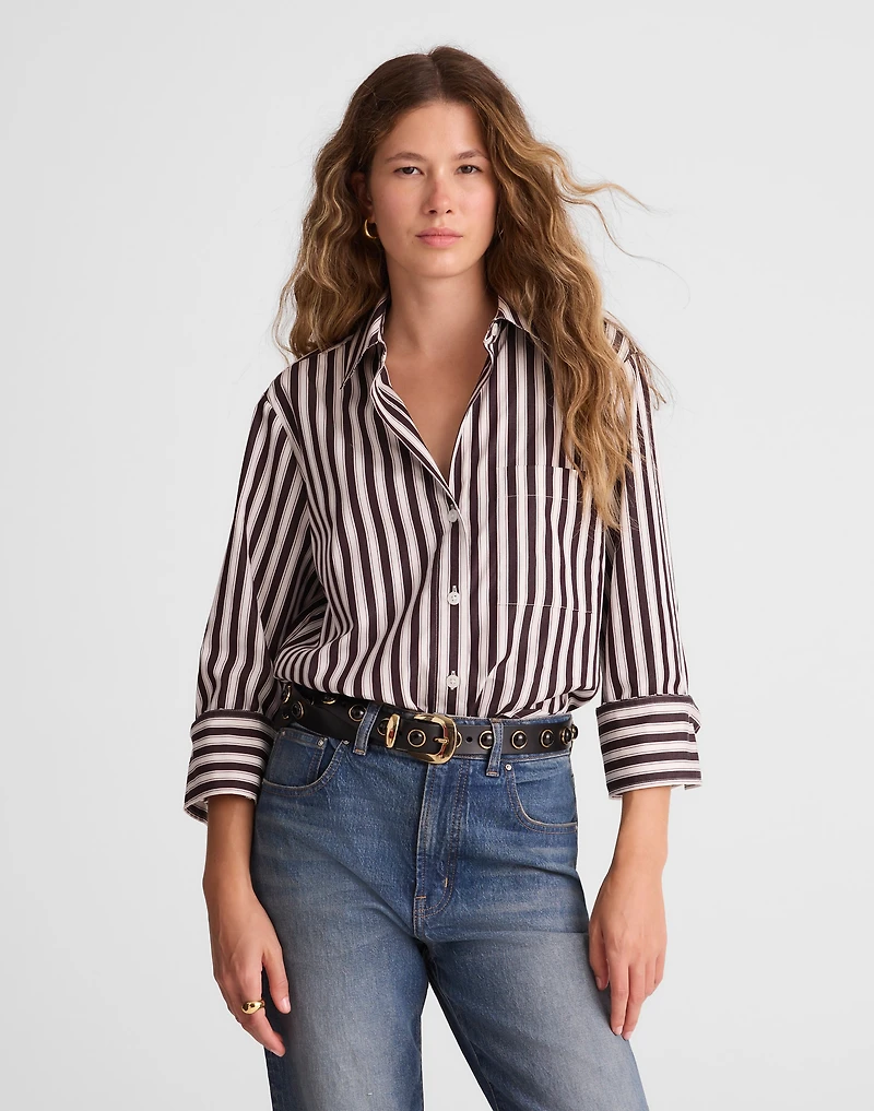 Poplin Easy Y-Neck Button-Up Shirt | Madewell