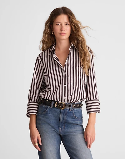 Poplin Easy Y-Neck Button-Up Shirt | Madewell