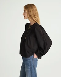 Lace-Insert Pintucked Long-Sleeve Top | Madewell